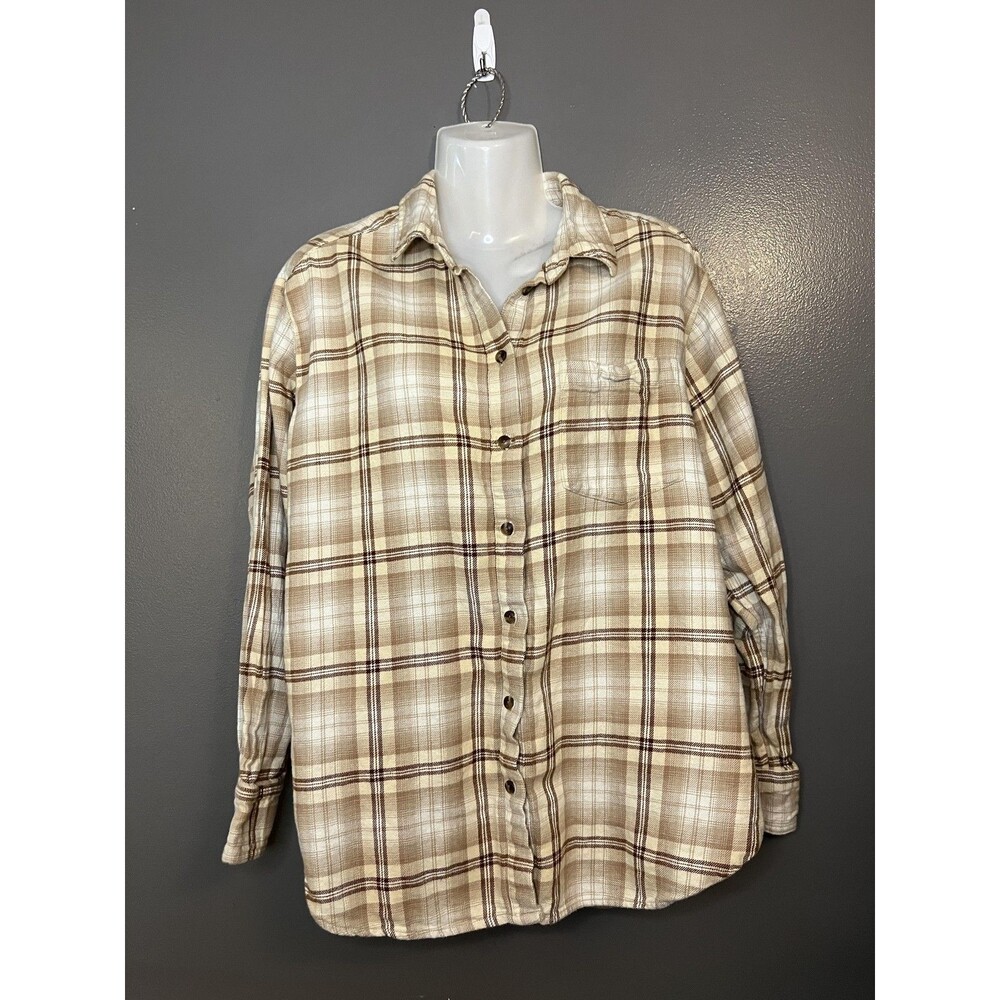 Gap Big Shirt Flannel Shirt Women's Small Yellow Plaid Button Front Casual y2k